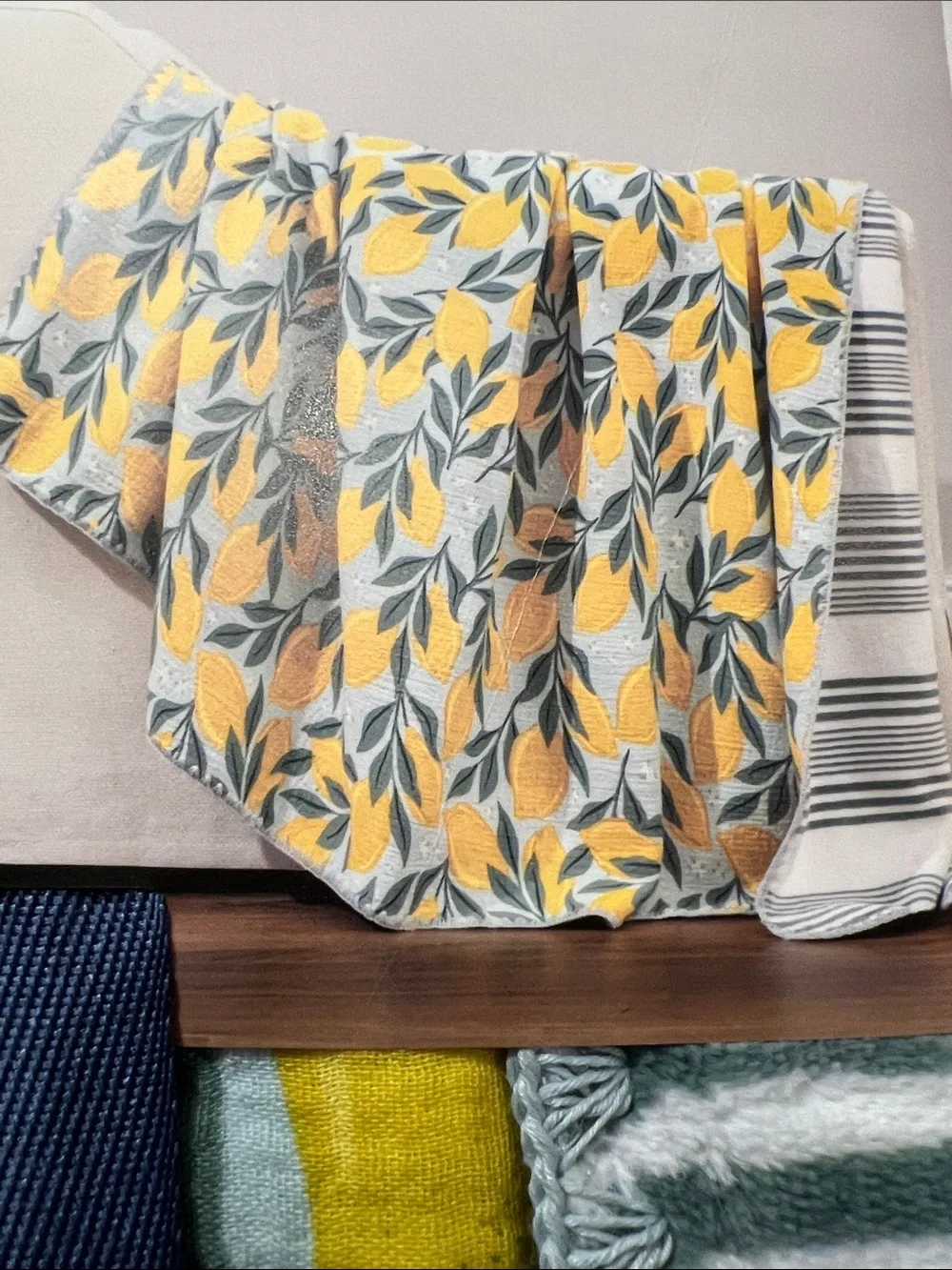 Berkshire Lemon Print Cotton Gauze Throw in Yellow and Aqua